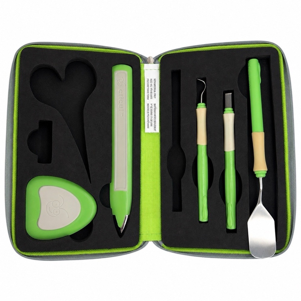 Cricut Provo Craft Green 5 Piece Zip Around Papercraft Tool Kit Scrapbook Cards